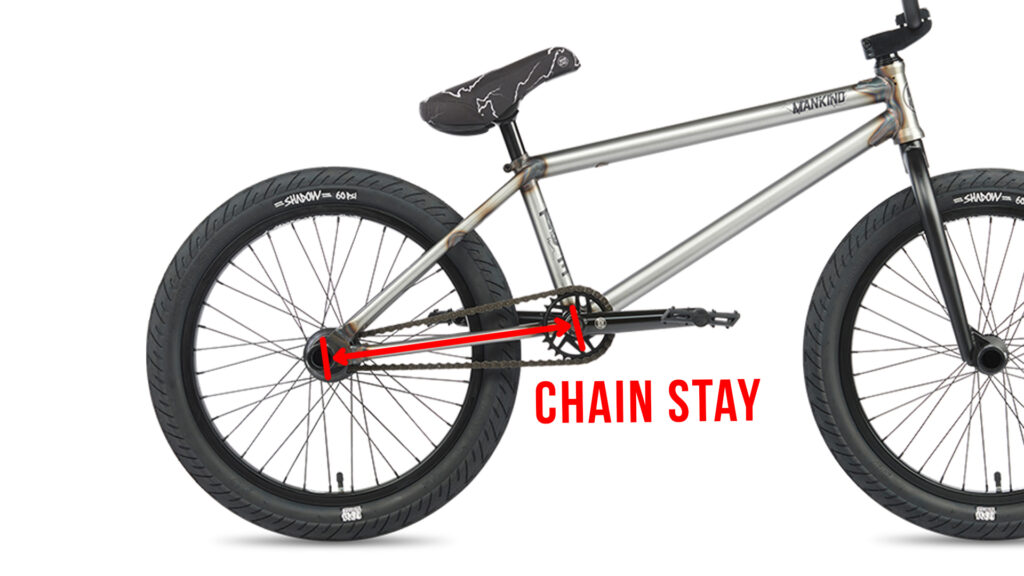 bmx bike sizing: chain stay outline