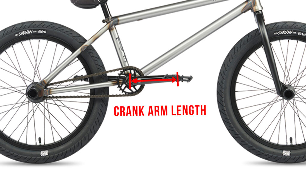 bmx bike sizing: crank arm outline