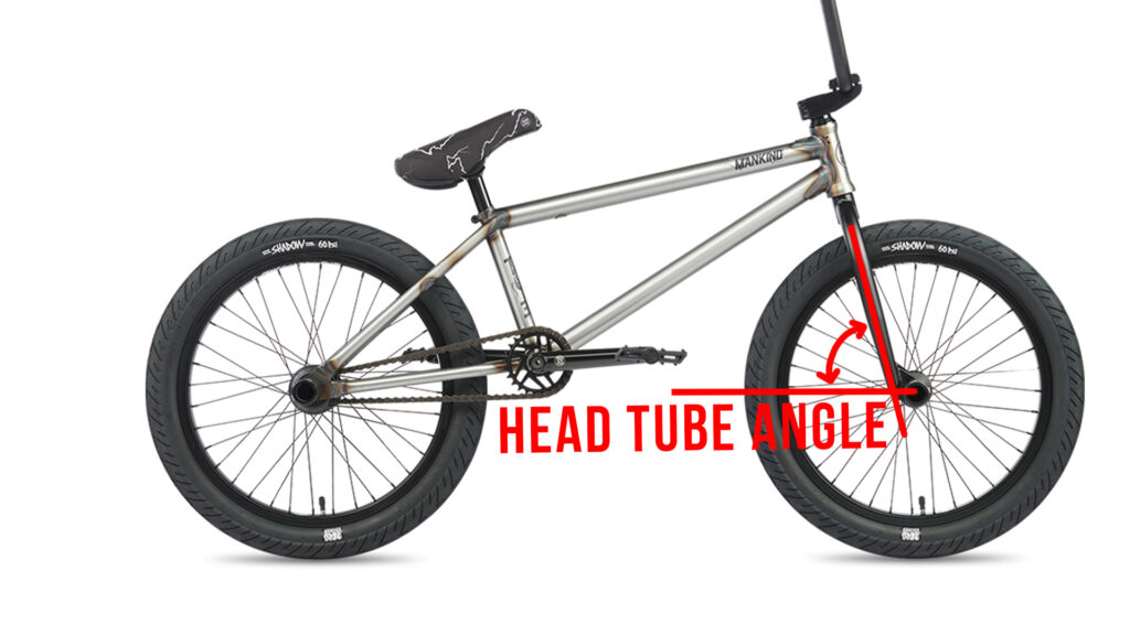 bmx bike sizing: head tube angle outline