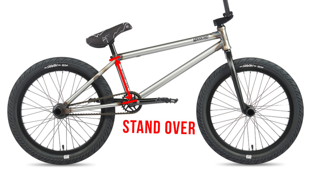 bmx bike sizing: stand over outline